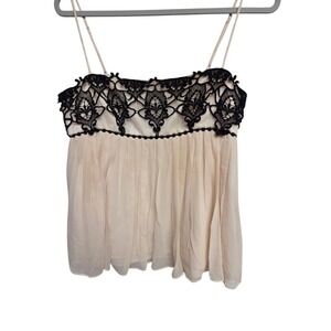 Vintage Y2K Laundry by Shelli Segal Silk Lace Camisole Top Sheer Babydoll